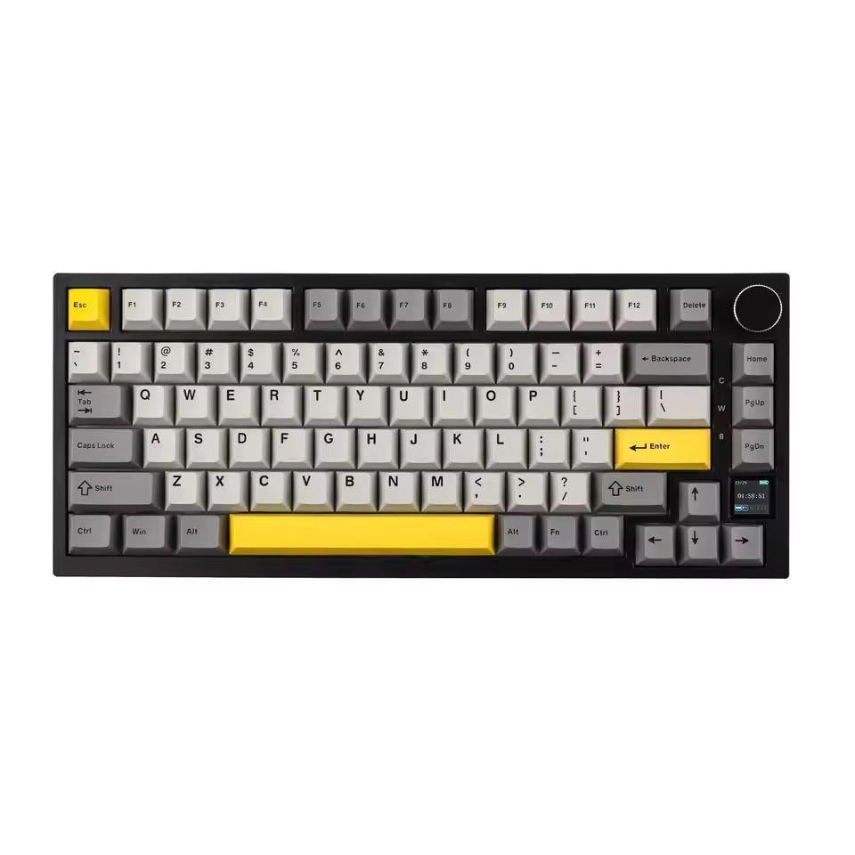 Клавиатура беспроводная механическая Ajazz AK820 PRO Flying Fish Switch RGB-подсветка регулятор звука с экраном Black/Gray/Yellow (2599148925)