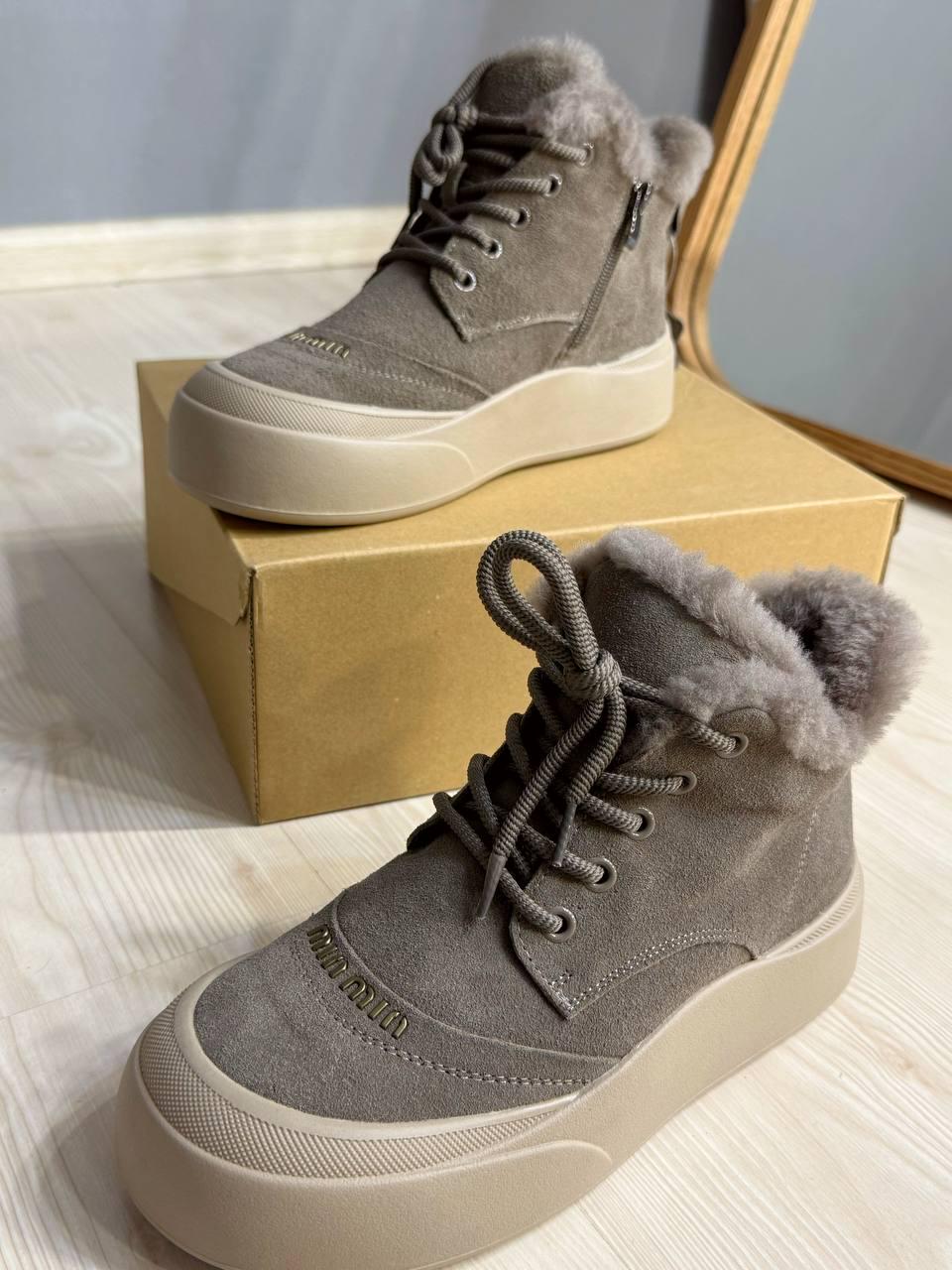 Черевики жіночі Hengji 677-3 замшеві високі кеди на хутрі р. 37 Бежевий (5718) - фото 2