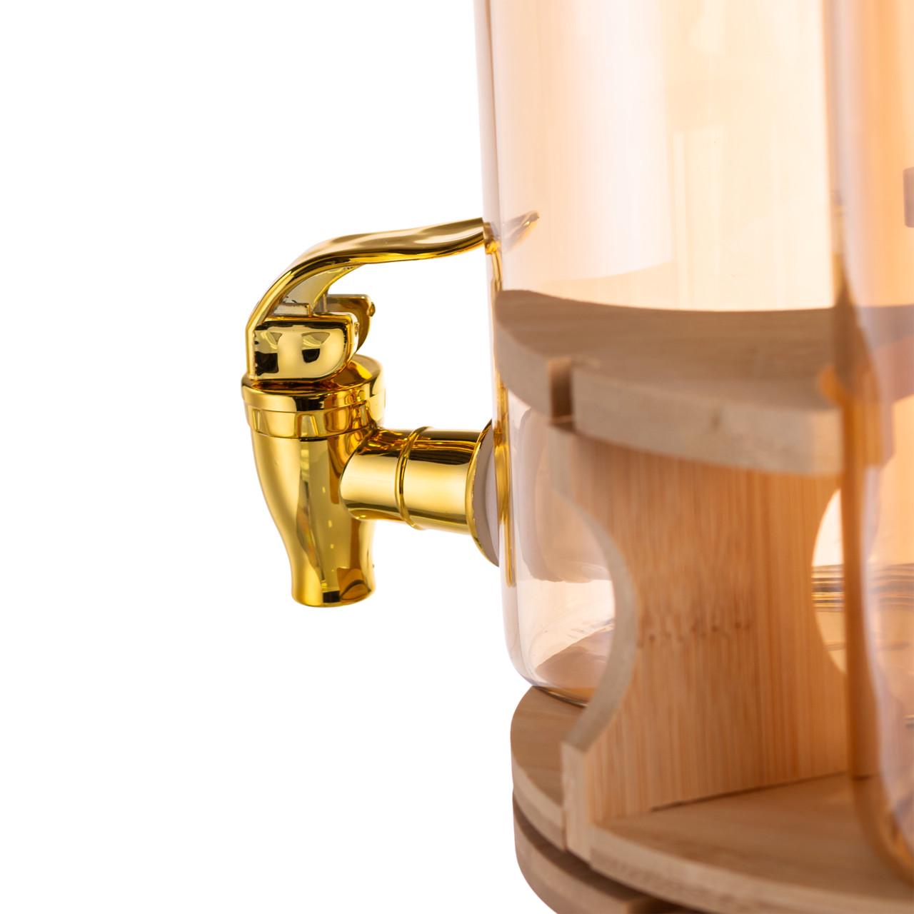 Диспенсер для напоїв потрійний на бамбуковій підставці 55 л (HP-34-28) - фото 4 Диспенсер для напоїв потрійний на бамбуковій підставці 55 л (HP-34-28) - фото 4