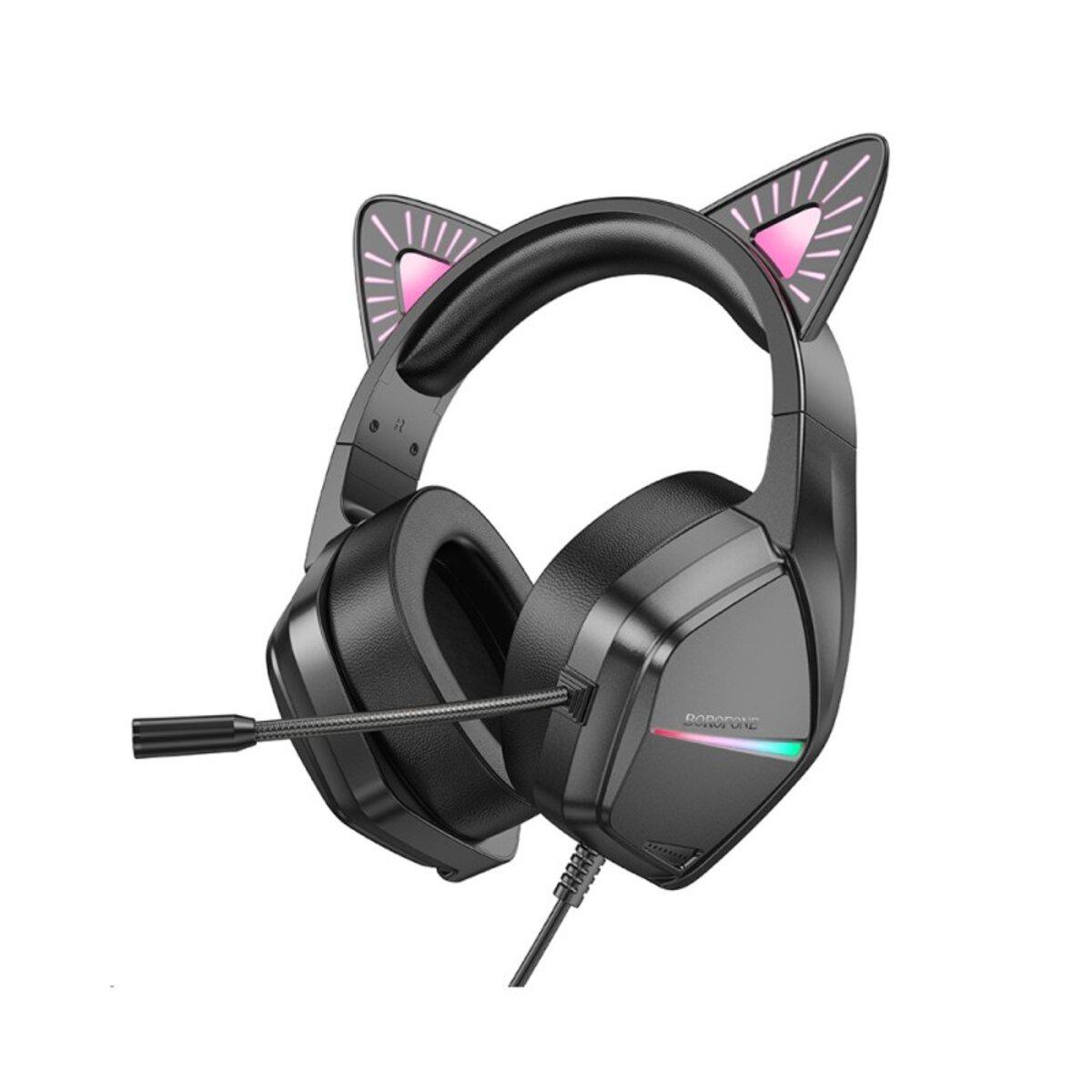 Навушники з вушками Borofone BO106 Cute cat ear luminous gaming headphones Phantom Cat (18409985)