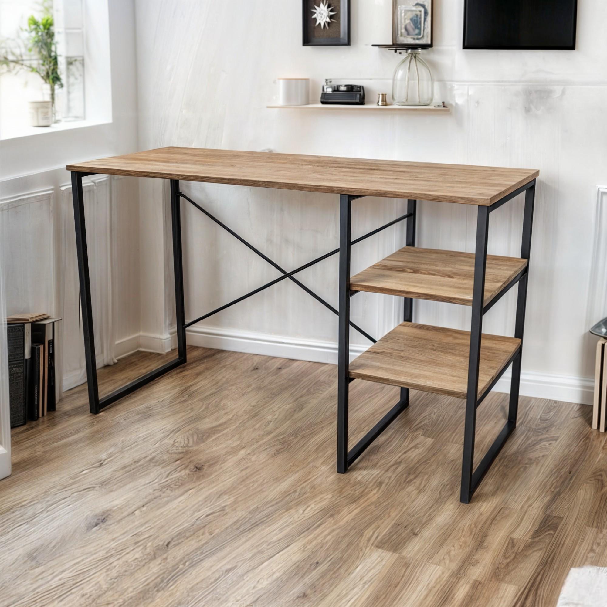 Стол письменный Tobi Sho VARN компьютерный с металлическими опорами 1180х540х750 мм Дуб Сонома/Черный