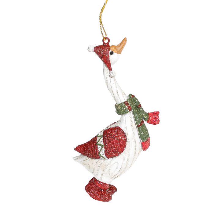 Декоративная подвеска Bonadi Гусь Рождественский Дизайн 1 11,5 см Бело-красно-зеленый (707-792)