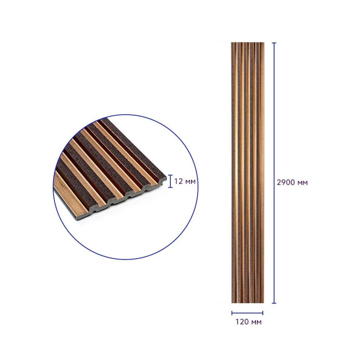 Рельс декоративный PS 2900х120х12 мм Под коричневую кожу с бронзой (SW-00002135) - фото 3 Рельс декоративный PS 2900х120х12 мм Под коричневую кожу с бронзой (SW-00002135) - фото 3