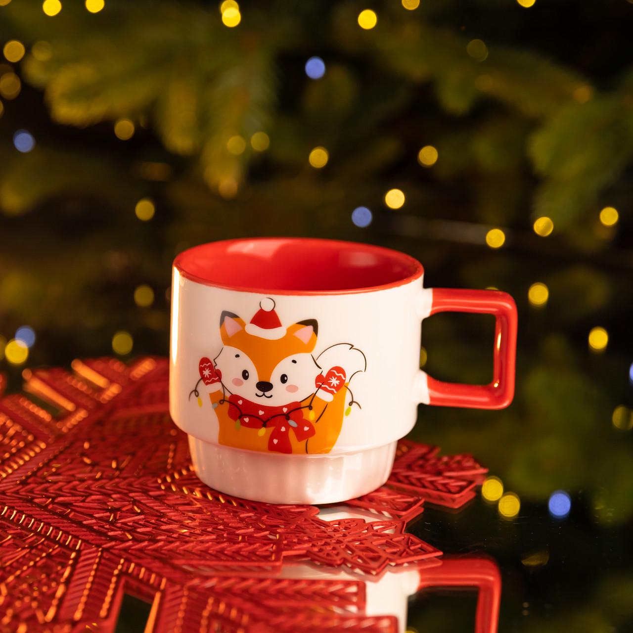 Чашка порцелянова Лисичка Сніжинка 400 мл (FM-CS-50L) - фото 1 Чашка порцелянова Лисичка Сніжинка 400 мл (FM-CS-50L) - фото 1