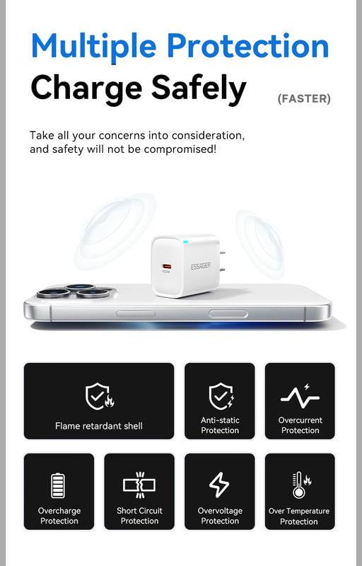 Зарядний пристрій швидкий Essager для телефона/смартфона/планшета/навушників Type-C 30W (ТТ-109) - фото 4