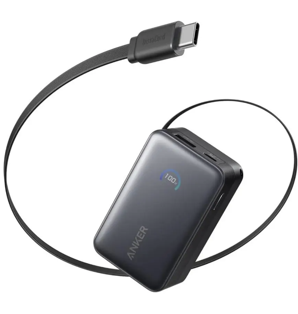 Повербанк Anker Nano 10000 mAh с выдвижным кабелем 70 см и мощностью 45W Black (A1638P11)