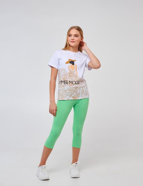 Лосины 3/4 для девочки Smil стрейч-кулир 116 см Мятный (115605)