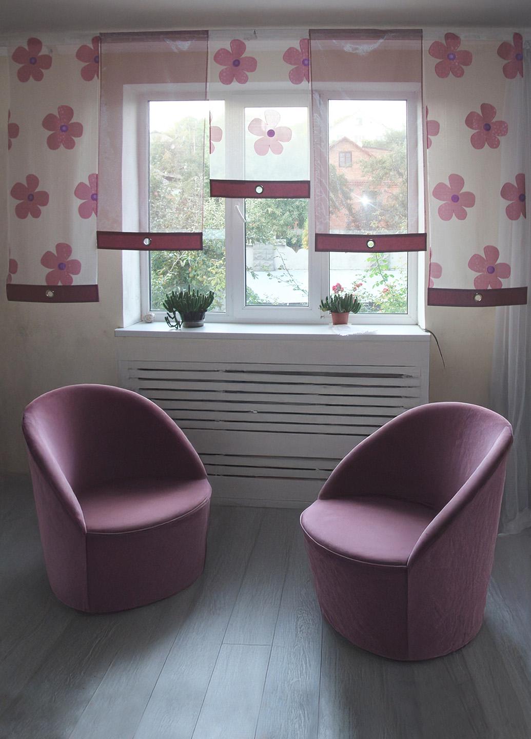 Комплект панельных занавесок Firanka Flowers 5 шт. карниз 280 см Розовый (23_8п)