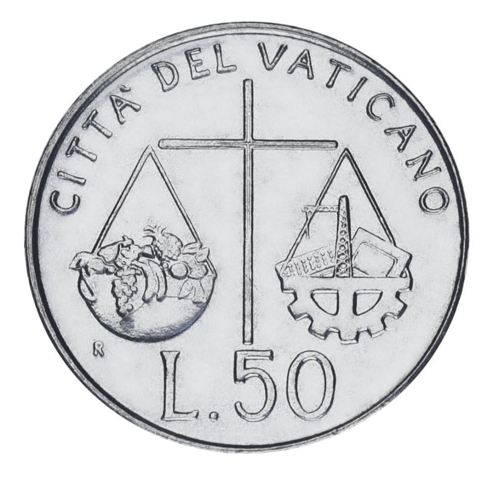 Коллекционная монета Ватикан 50 лир 1992 UNC Окружающая среда и развитие (М20344)