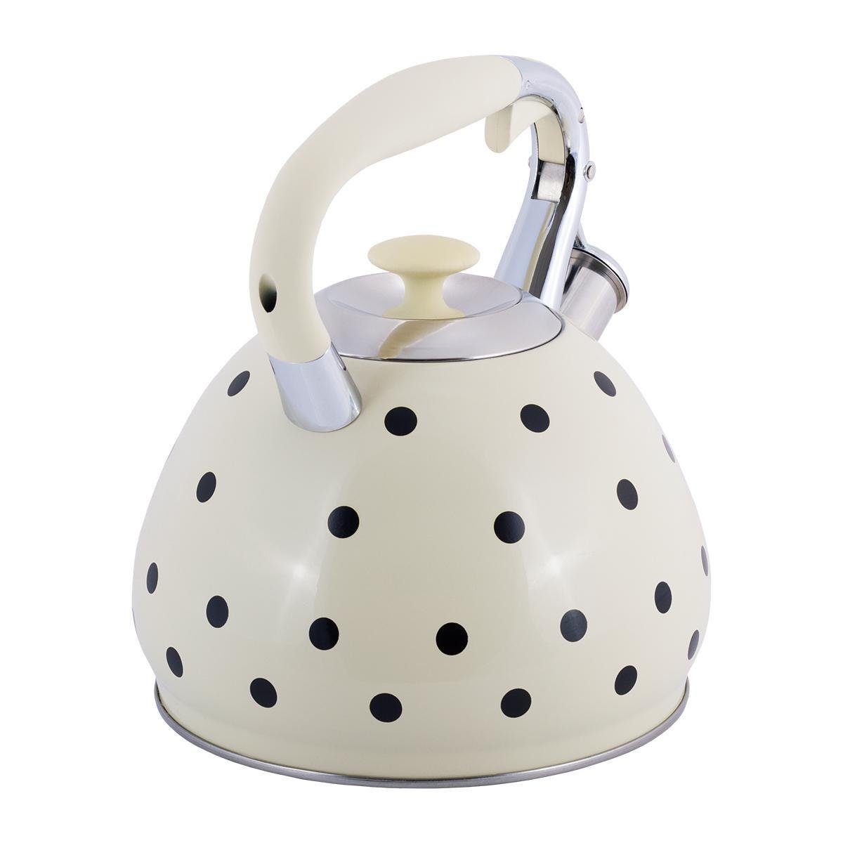 Чайник Kamille Vizo зі свистком та ручкою з покриттям Soft-touch 3 л Бежевий з чорним горошком - фото 5 Чайник Kamille Vizo зі свистком та ручкою з покриттям Soft-touch 3 л Бежевий з чорним горошком - фото 5