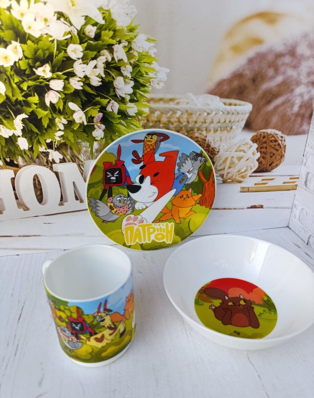 Детский набор столовой посуды Пес Патрон стеклокерамика 3 предмета