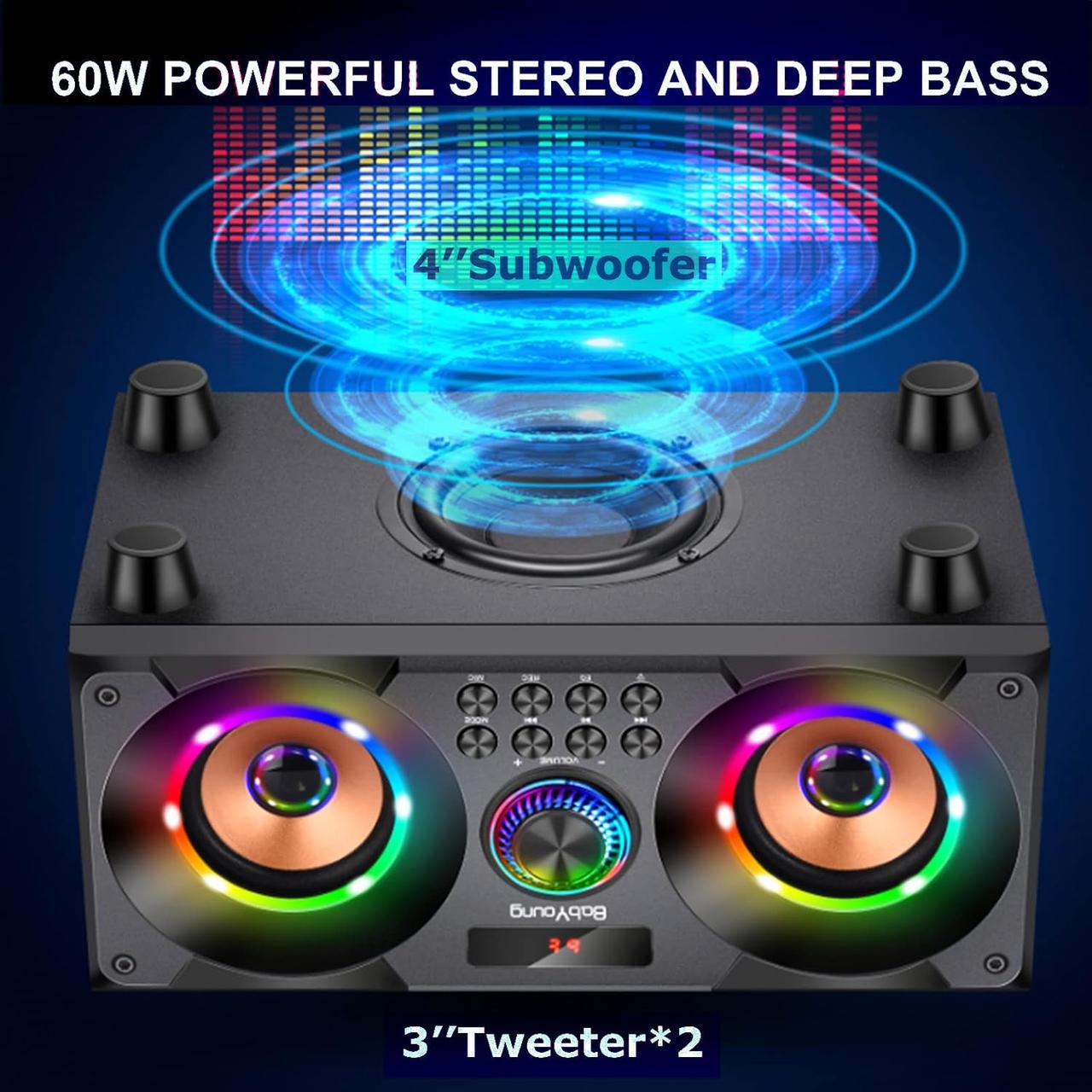 Портативна колонка BabYoung A77 Bluetooth 60W з сабвуфером - фото 4 Портативна колонка BabYoung A77 Bluetooth 60W з сабвуфером - фото 4