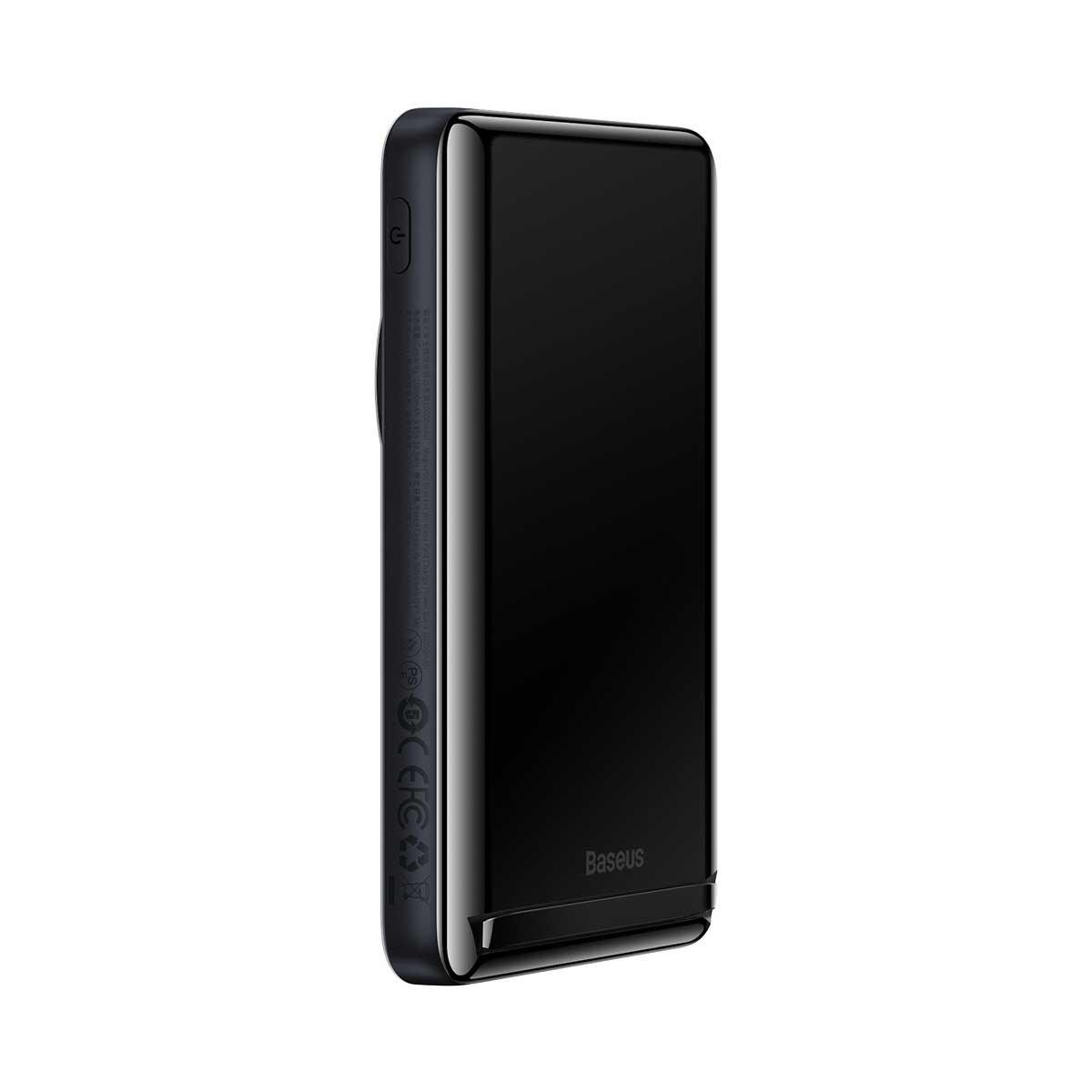 Повербанк BASEUS Magnetic Bracket Wireless Fast Charge 20W 10000 mAh Black (PPCX000003) - фото 4