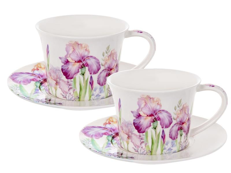 Набор чайных чашек фарфоровых с блюдцем Lefard Ирисы 250 мл Белый (924-780)