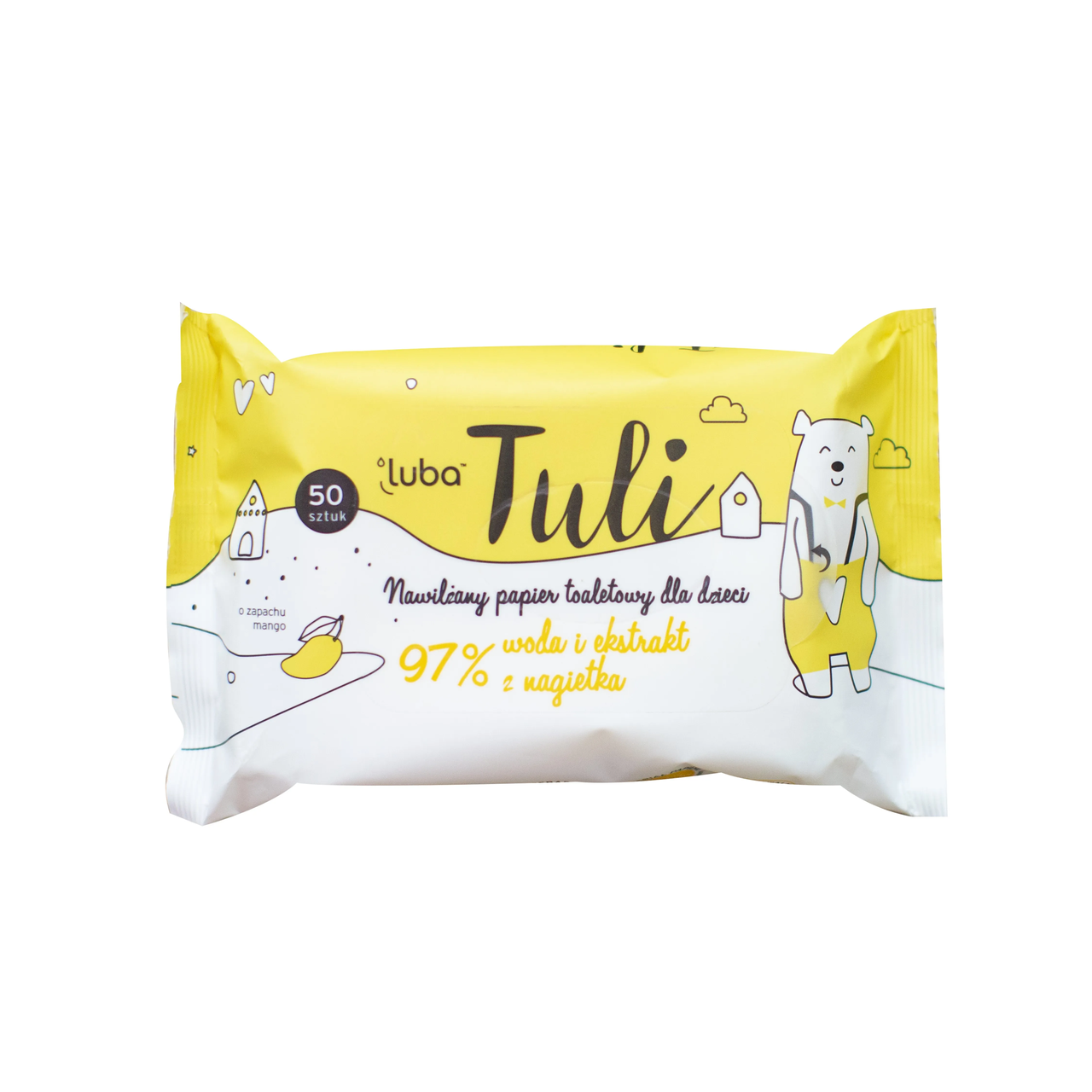 Туалетная бумага влажная детская Luba Tuli 97% воды и экстракт календулы 50 шт..