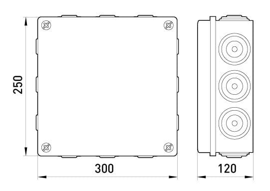 Распределительная коробка E.NEXT e.db.pro.300.250.120 наружная 12 герметичных вводов IP55 ПВХ 300х250х120 мм (p016010) - фото 2 Распределительная коробка E.NEXT e.db.pro.300.250.120 наружная 12 герметичных вводов IP55 ПВХ 300х250х120 мм (p016010) - фото 2