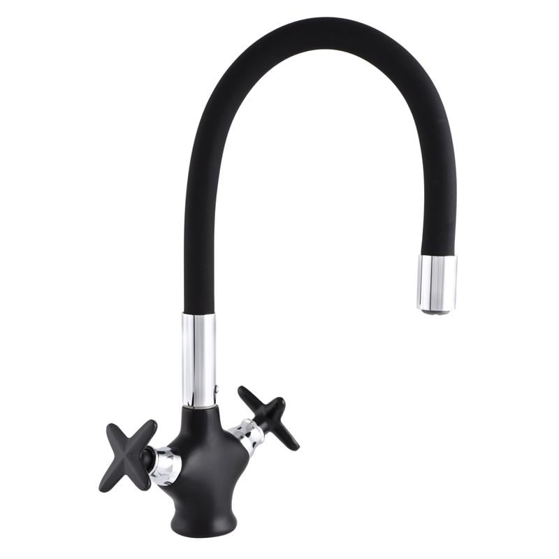 Смеситель для кухни Zerix Z58322-6 ZX0503 с гибким изливом Черный (129471)