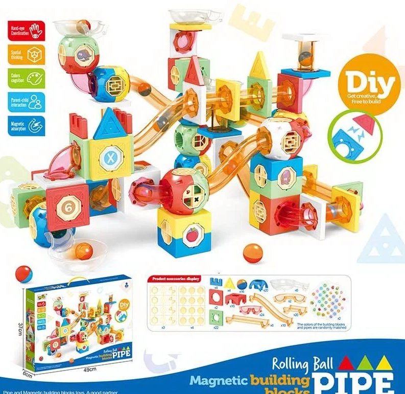 Конструктор магнітний F 0233 238 елементів кульки/тунелі/наліпки (F 0233) - фото 2 Конструктор магнітний F 0233 238 елементів кульки/тунелі/наліпки (F 0233) - фото 2