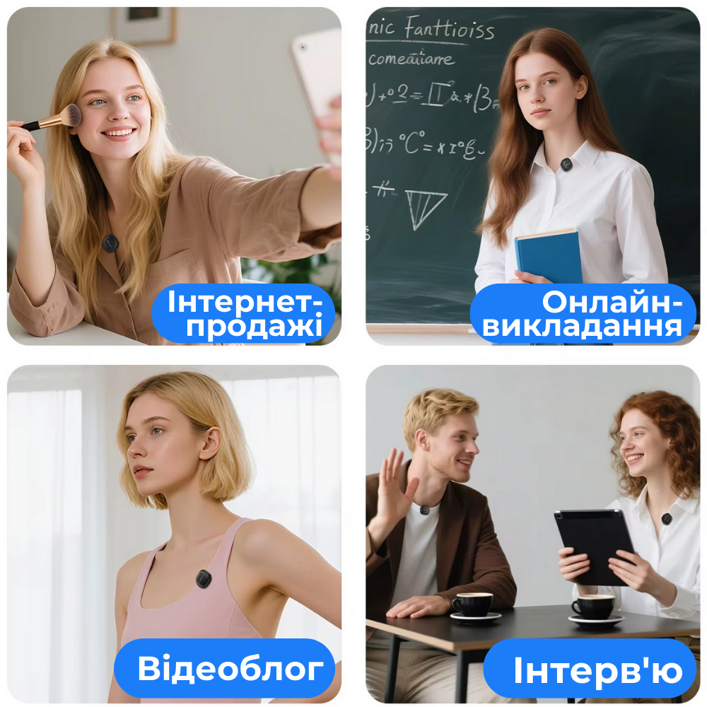 Мікрофон петличний бездротовий Acefast Type-C подвійний з шумопоглинанням (R1) - фото 10