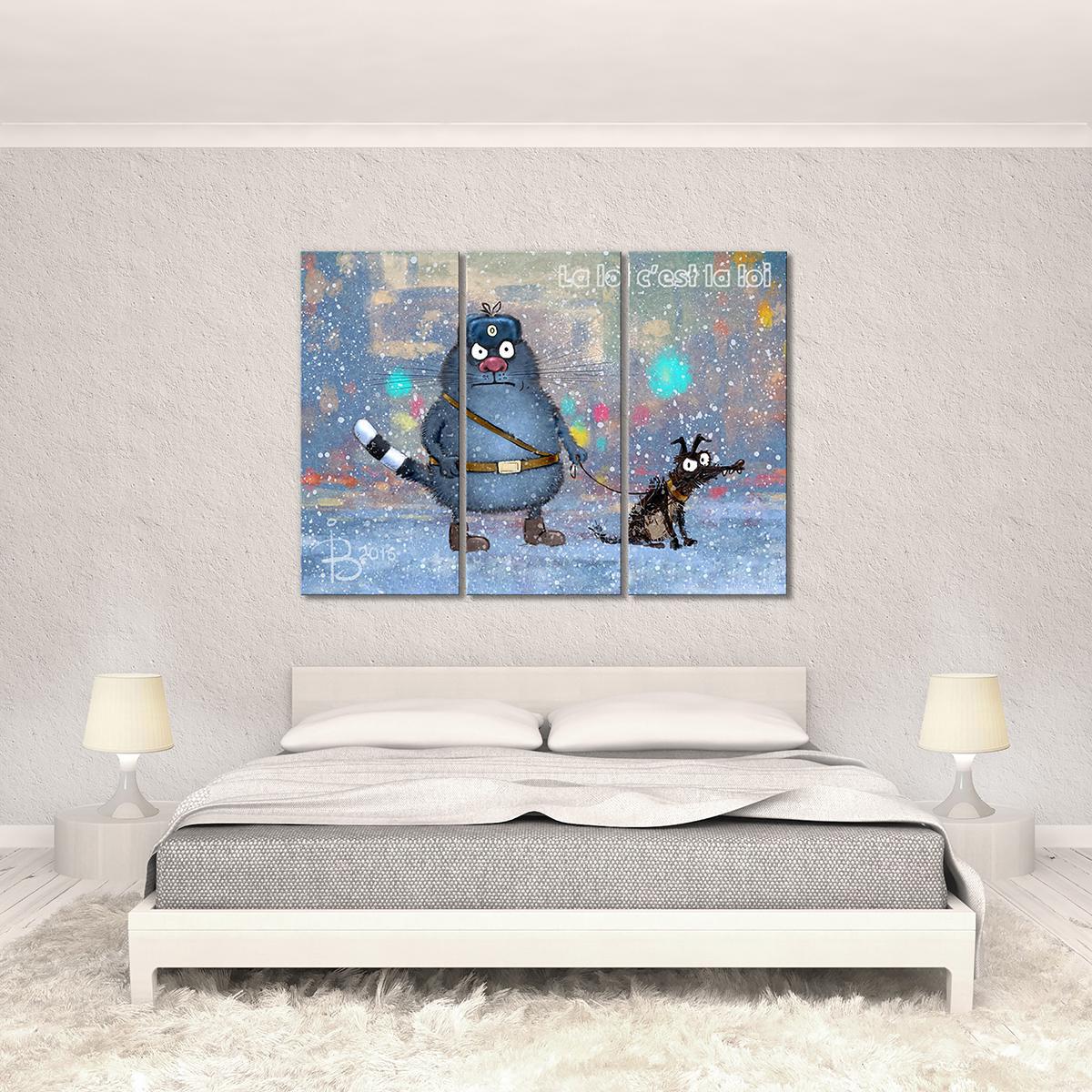 Модульная картина На страже закона 3 модуля 80x120 см