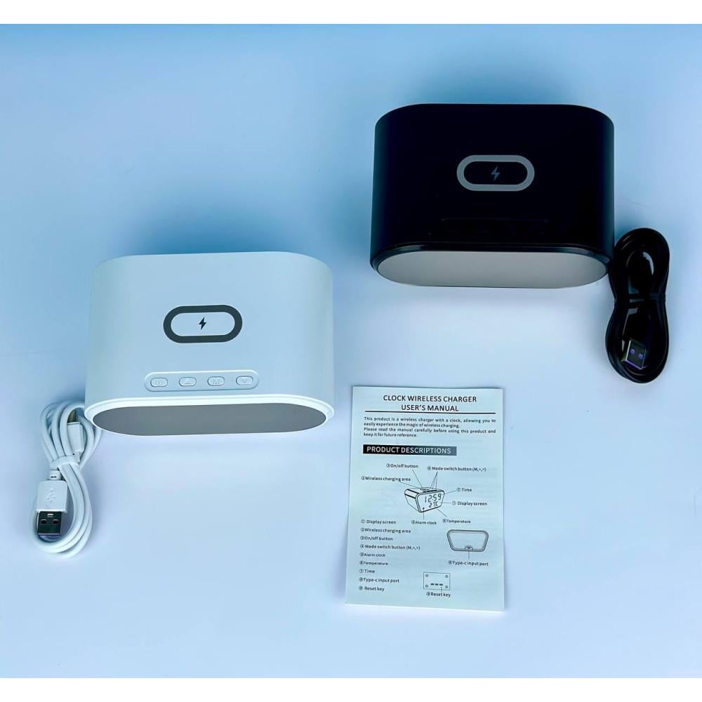 Зарядное устройство беспроводное AY-22 15W с LED часами и будильником Black (61702) - фото 4 Зарядное устройство беспроводное AY-22 15W с LED часами и будильником Black (61702) - фото 4