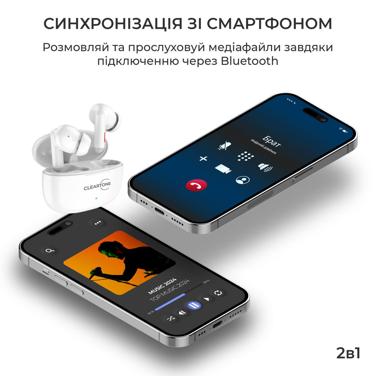 Слуховий апарат Cleartone B200 з Bluetooth двома TWS навушниками та портативним боксом для заряджання (18513241) - фото 6