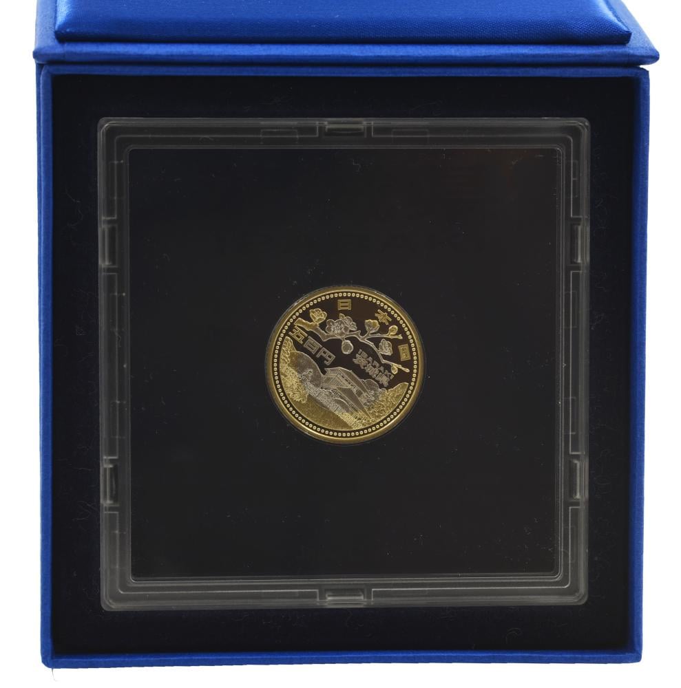 Коллекционная монета Япония 500 иен 2009 биметалл Proof Префектуры Ибараки в сувенирной упаковке (М21329)