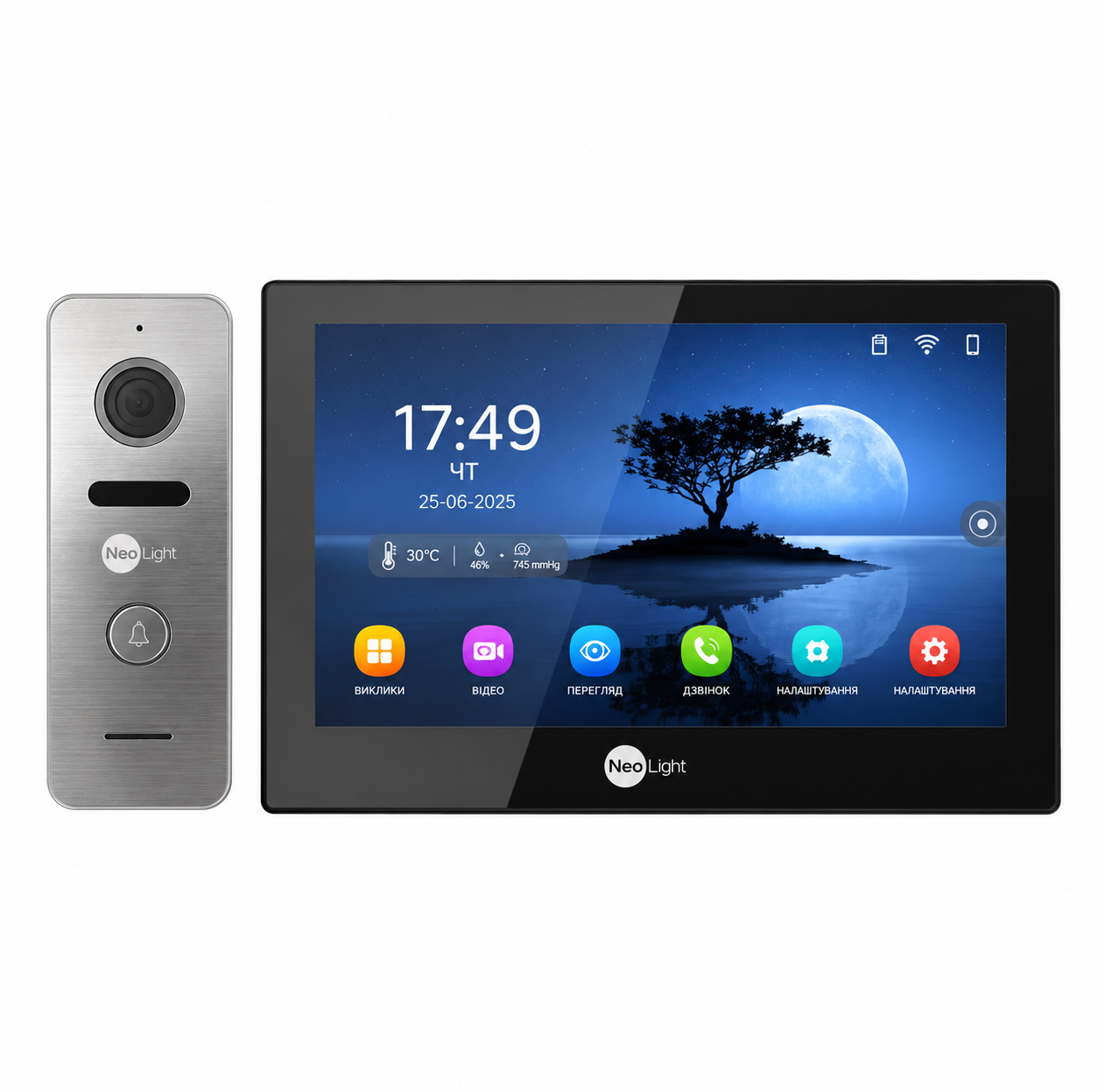Комплект відеодомофону Neolight ALPHA Hybrid PRIME FHD з кутком Black/Silver Комплект відеодомофону Neolight ALPHA Hybrid PRIME FHD з кутком Black/Silver