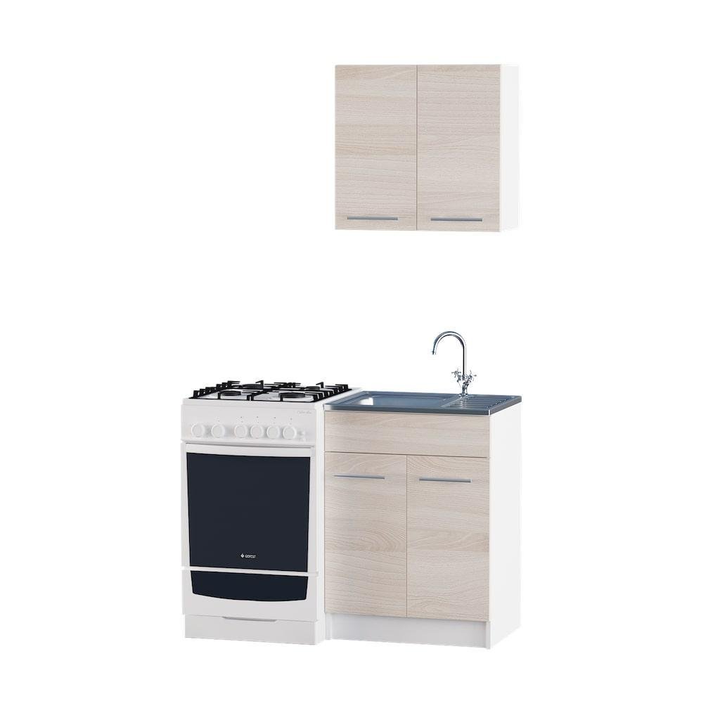 Кухня прямая Эверест Эко набор №1 0,6 м Ясень шимо светлый белый (EVR-2922)