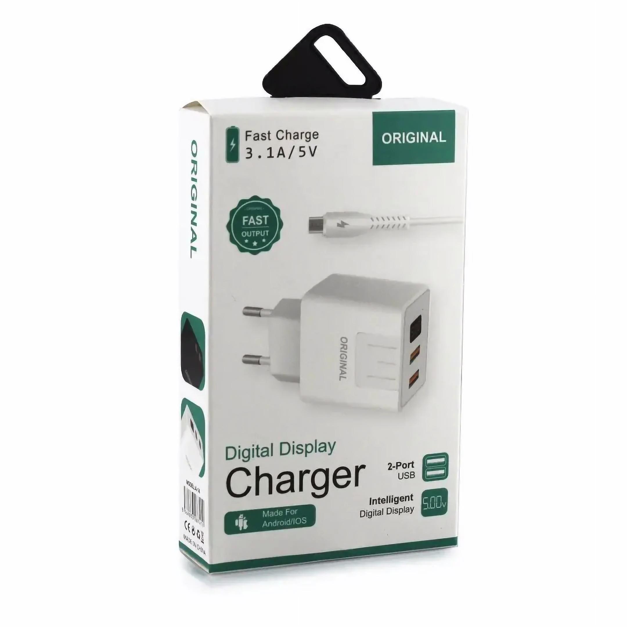 Адаптер з цифровим дисплеєм А-14 220 V 2 USB (CX QC03)