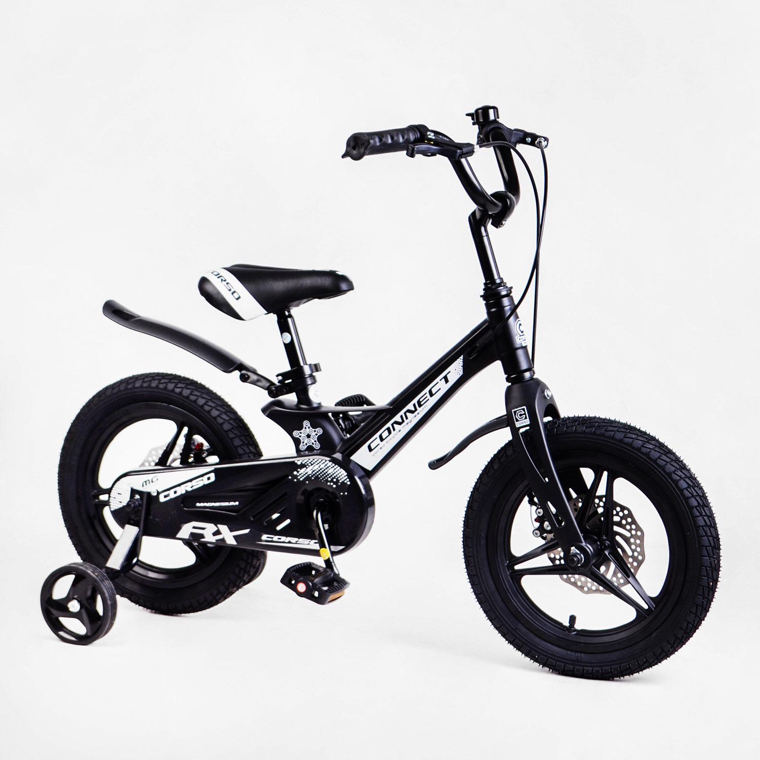 Детский велосипед 14’’ Corso Connect магниевая рама дисковые тормоза Black (113871)