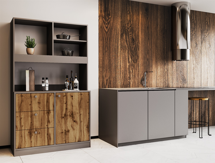 Кухня міні Doros Графіт/Дуб Евок (81359336) - фото 8 Кухня міні Doros Графіт/Дуб Евок (81359336) - фото 8