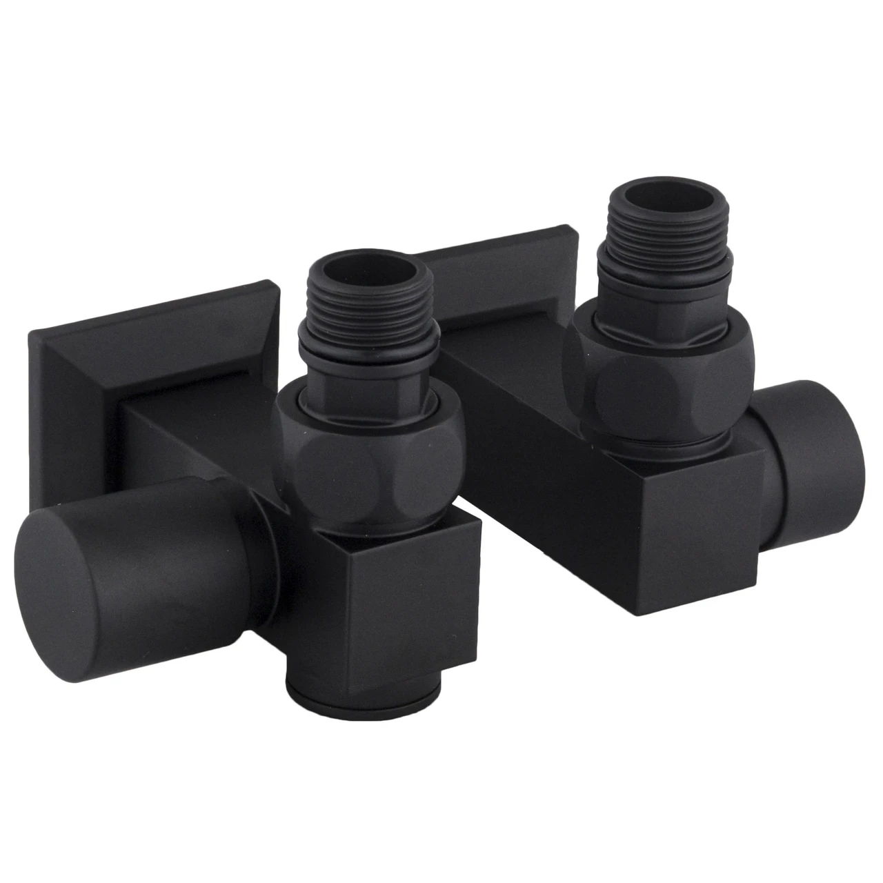 Комплект кранів вентильних кутових з американкою Solomon LUX 1/2" CUBE 8888_ТЕН Black (23500525)