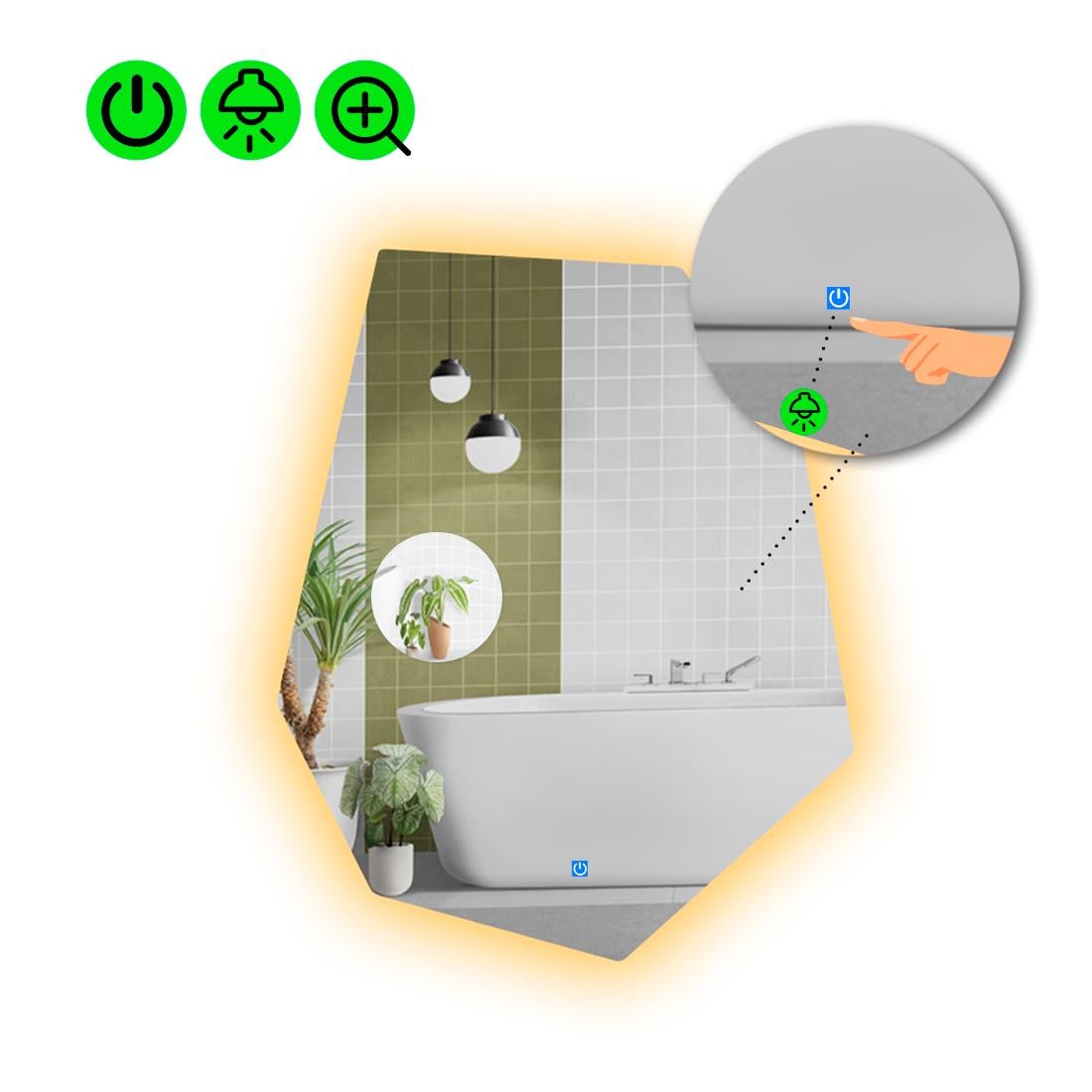 Зеркало с LED подсветкой Montagna 2 100x75 см (8738132)