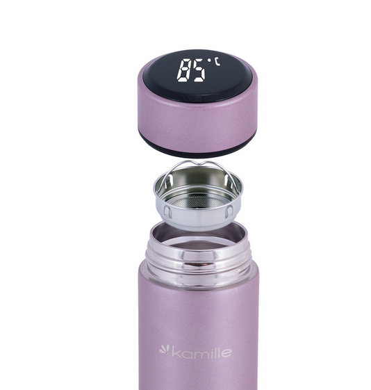 Термос Kamille з нержавіючої сталі з датчиком температури 400 мл Рожевий (14897048) - фото 2 Термос Kamille з нержавіючої сталі з датчиком температури 400 мл Рожевий (14897048) - фото 2