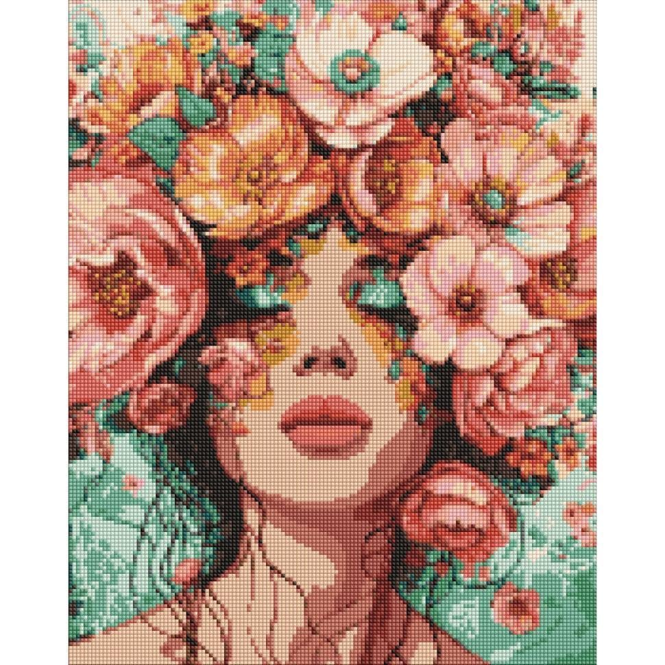 Алмазная мозаика Ideyka Девушка в цветах 40x50 см (AMO8029)