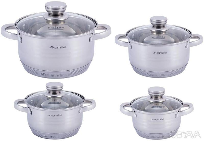 Набір каструль Kamille Desiree з нержавіючої сталі з 9-шаровим індукційним дном 1,5/2/3/5 л
