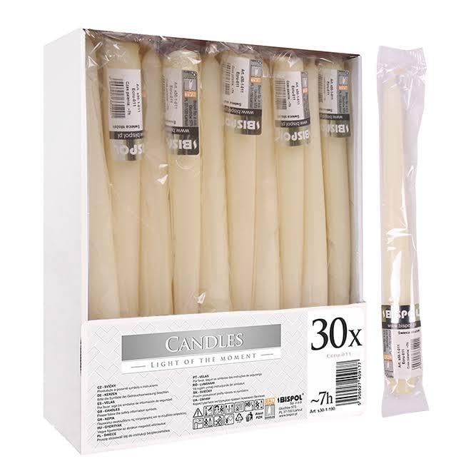 Свечка конусная Bispol 24,5 см Кремовый (27159)