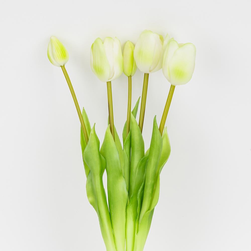 Букет латексных тюльпанов 5 бутонов 45 см Бело-зеленый (2026-002/white) Букет латексных тюльпанов 5 бутонов 45 см Бело-зеленый (2026-002/white)