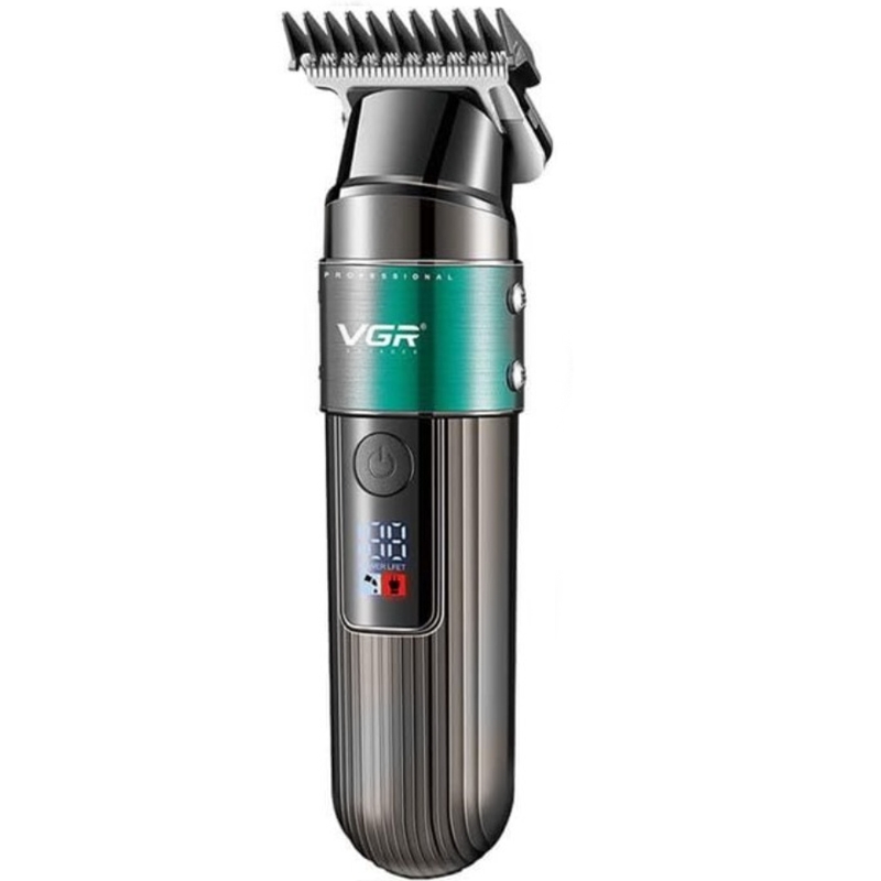 Машинка для стрижки VGR V-929 акумуляторна бездротова LED дисплей 1500 mAh професійна Grey (23678417)