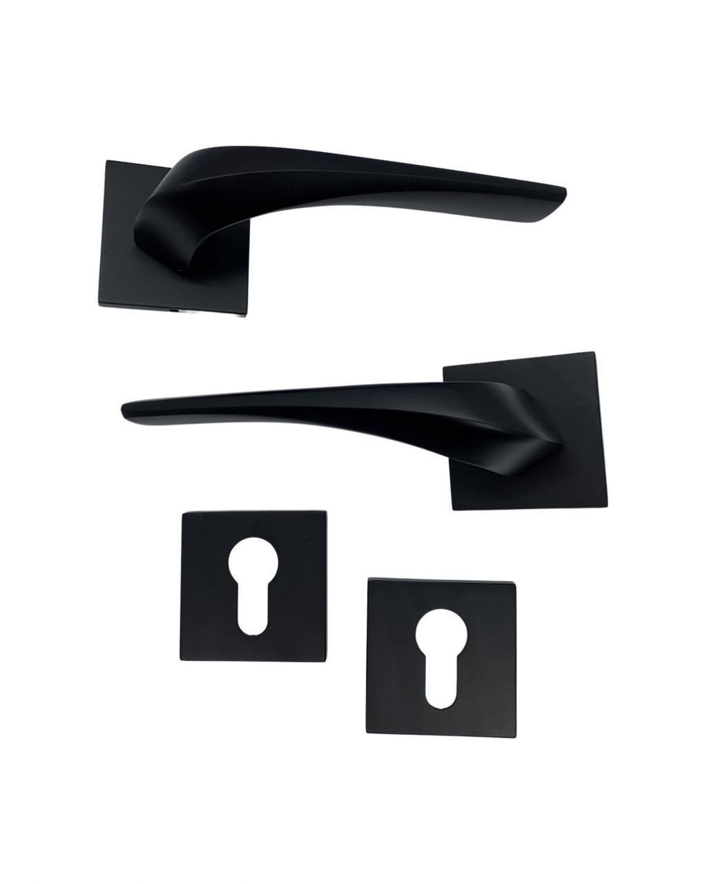 Врезной замок под ц ндр с ручками для дверей Vortex ASL-28 matte Black