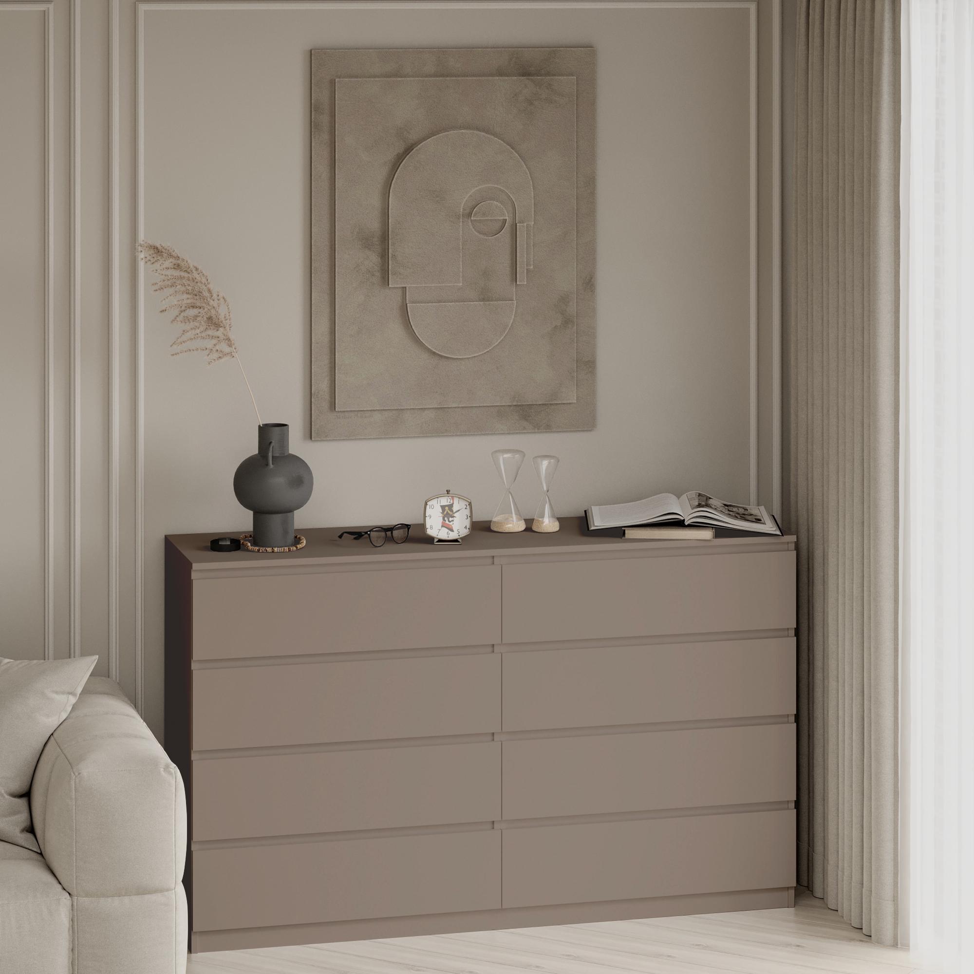 Комод на 8 шухляд без ручок Line KF8 1400x450x1035 мм Капучино - фото 1