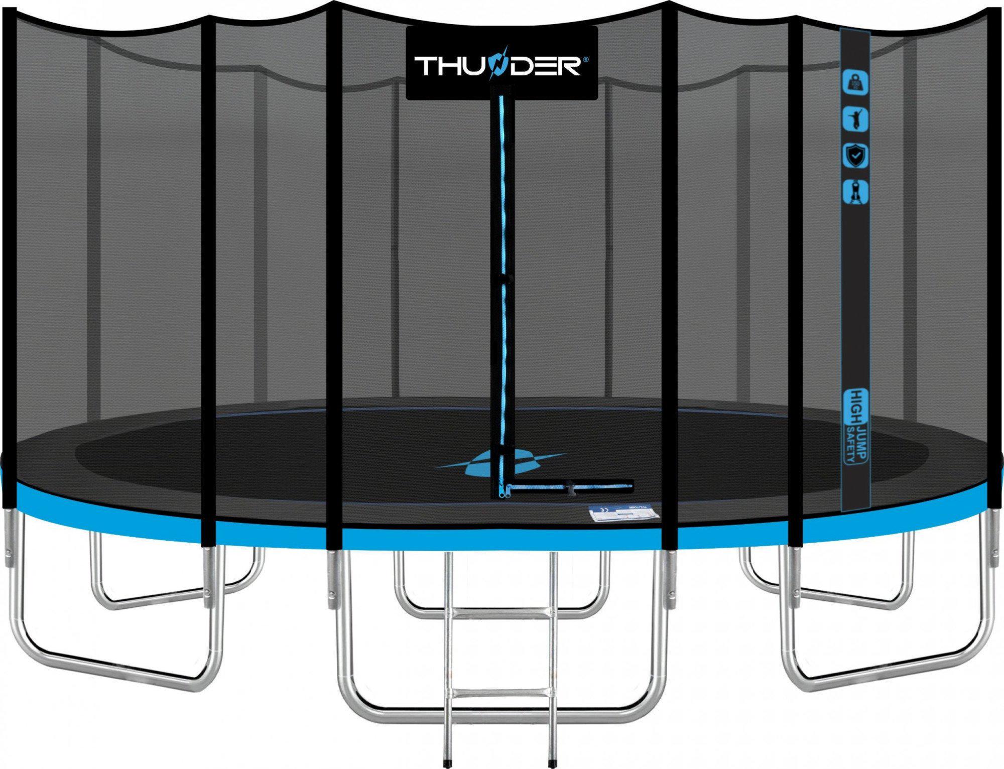 Батут Thunder OUTSIDE PRO з зовнішньою сіткою 16 футів 488 см Чорно-блакитний (411141)