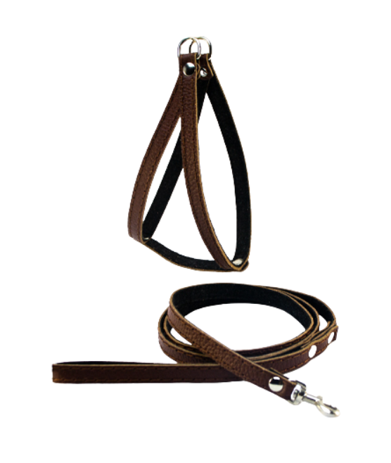 Шлеяка човен/повідець шкіра строчені з підкладом Коричневий (00000006965)