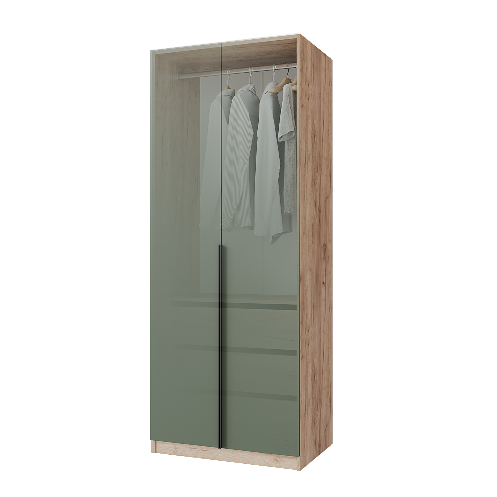 Шафа розпашна з тумбою Меблітренд Чиназес ЧиТ-800 800х500х2050 мм Дуб крафт золотий/Зелений димчастий (27261814) - фото 3 Шафа розпашна з тумбою Меблітренд Чиназес ЧиТ-800 800х500х2050 мм Дуб крафт золотий/Зелений димчастий (27261814) - фото 3