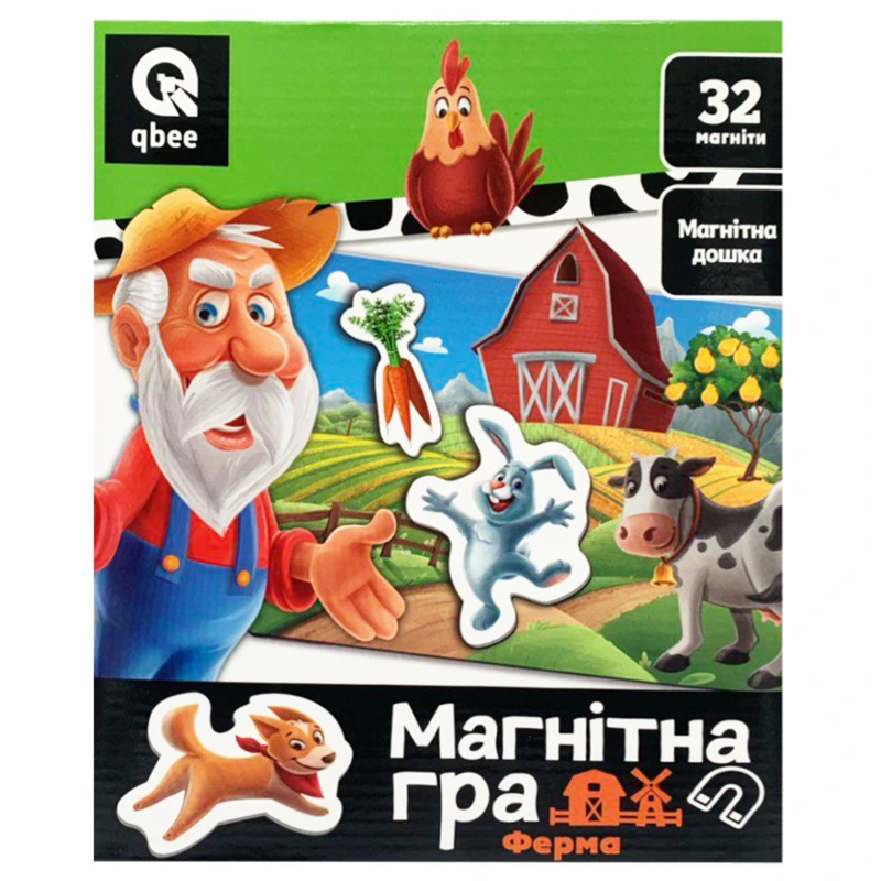 Гра дитяча магнітна "Ферма" QB600-003 32 магніти і магнітна дошка