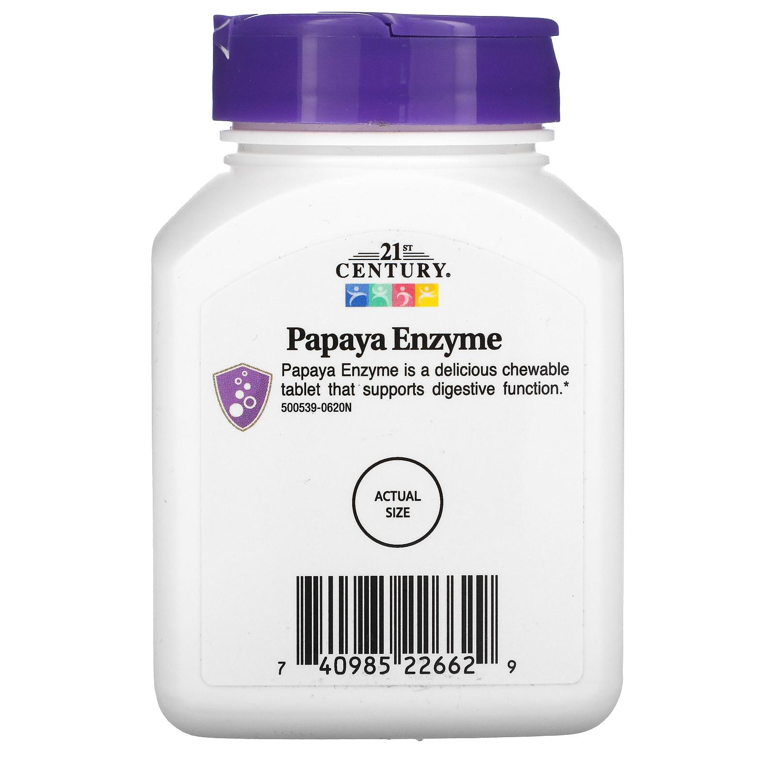 Травні ферменти папаї 21st Century Papaya Enzyme 22 мг 100 таблеток (1055076301) - фото 2