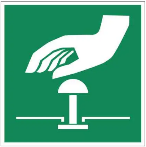 Знак Кнопка аварийной остановки Белый/Зеленый (д-9071)