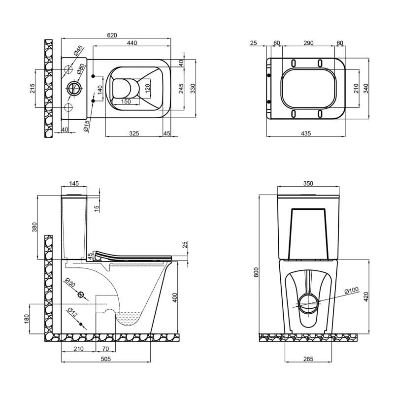 Унитаз напольный Nando Rimless Q-tap 620х345х800 мм с сиденьем Slim Duroplast/Soft-close/Quick relase White и ершик настенный - фото 3