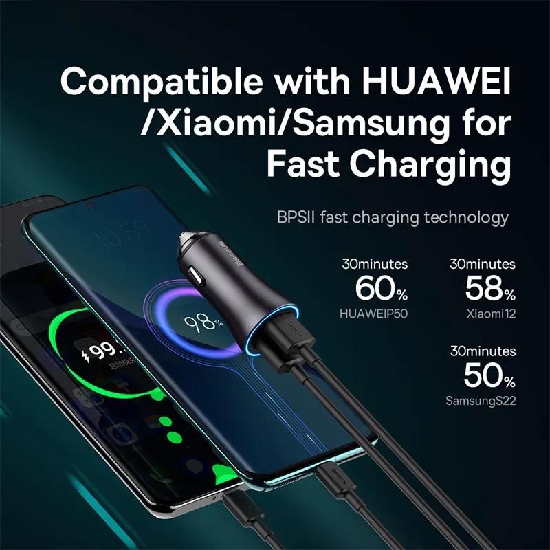 Автомобильное зарядное BASEUS 60W 1 Type-C 30w/USB 30w Metall (25397419) - фото 3 Автомобильное зарядное BASEUS 60W 1 Type-C 30w/USB 30w Metall (25397419) - фото 3